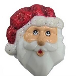 Santa Christmas Red White Glitter Pin